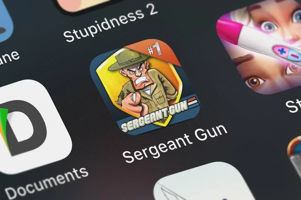 Londýn Velká Británie Října 2018 Ikona Mobilní Aplikace Seržant Zbraň — Stock fotografie