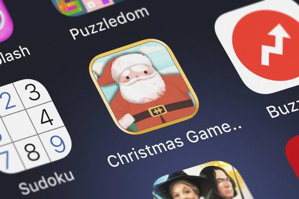 Лондон Великобритания Октября 2018 Крупный План Рождественских Игр Детей Мобильное — стоковое фото