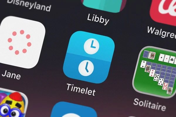 携帯アプリ Timelet フラスコ Llp からのロンドン イギリス 2018 スクリーン ショット — ストック写真