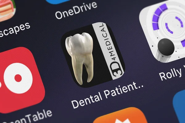 3D4Medical Com Llc Iphone 上から携帯アプリ歯科の患者教育のロンドン イギリス 2018 アイコン — ストック写真