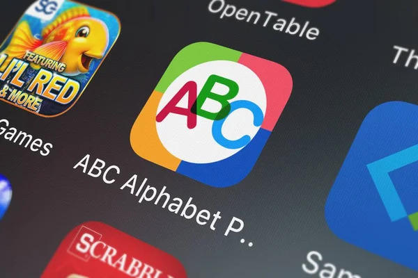 London Egyesült Királyság Október 2018 Ernyőz Ból Mozgatható App Abc — Stock Fotó