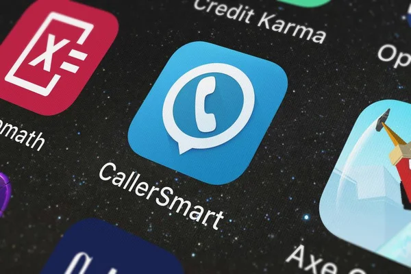 London Wielka Brytania Października 2018 Callersmart Caller Blok Aplikacji Mobilnej — Zdjęcie stockowe