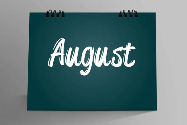 Ilustración Agosto Escrito Calendario Escritorio Mock — Foto de Stock