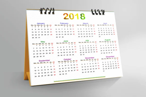 Calendario Escritorio 2018 Aislado Sobre Fondo Rosa Ilustración — Foto de Stock