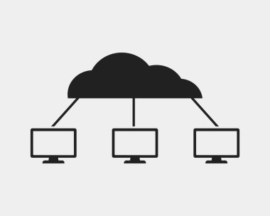 Kavram simgesi gri arka plan üzerinde bulut.