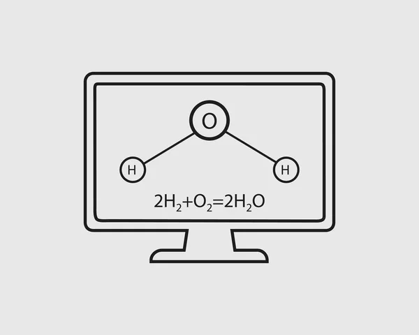 Ikona Linii Chemii Ogólne Równanie Równań Strukturalnych Wody Ekranu Komputera — Wektor stockowy