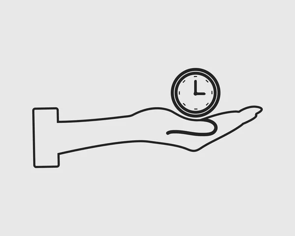 Gestion Temps Ligne Vectorielle Icône Symbole Horloge Sur Signe Main — Image vectorielle