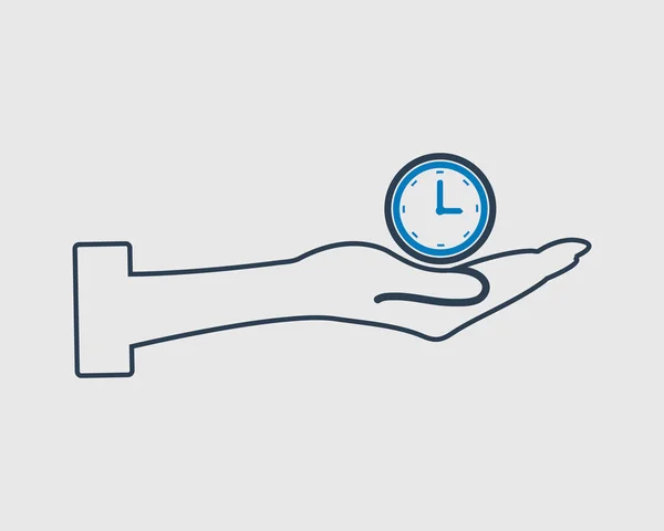 Time Management Vector Lijn Pictogram Het Symbool Van Klok Hand — Stockvector