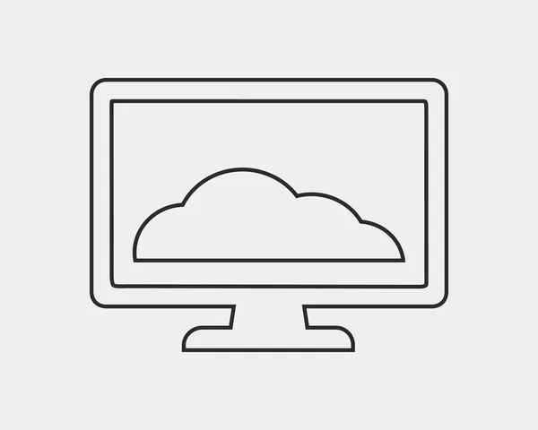 Icona Della Linea Del Concetto Cloud Computing Sfondo Grigio — Vettoriale Stock