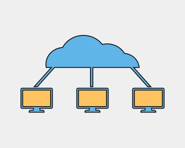Kavram simgesi gri arka plan üzerinde renkli bulut.