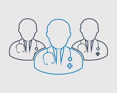 Gri arka plan üzerinde renkli doktor takım simgesi.
