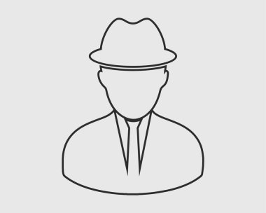 Dedektif satırı simgesi. Adam sembol kap baş işareti.