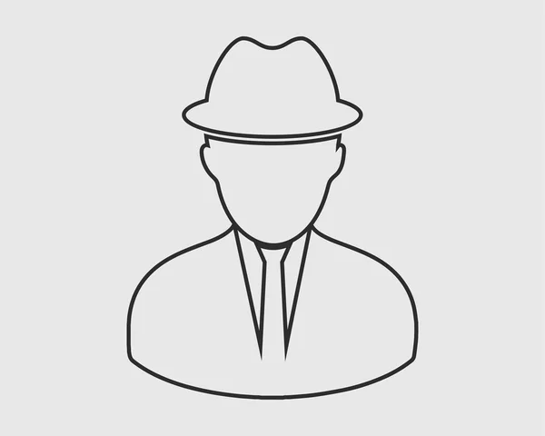 Detective line Icon. Man symbol cap in head sign. — Stock Vector