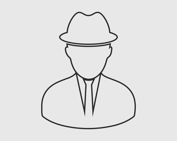 Detective line Icon. Man symbol cap in head sign.