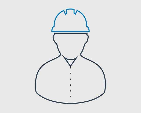 Ícone da linha dos trabalhadores. Símbolo masculino com capacete na cabeça . — Vetor de Stock