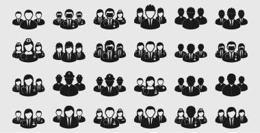 Differnet takım çalışması simge seti. Doktor, mühendis, Hemşire, kurumsal 