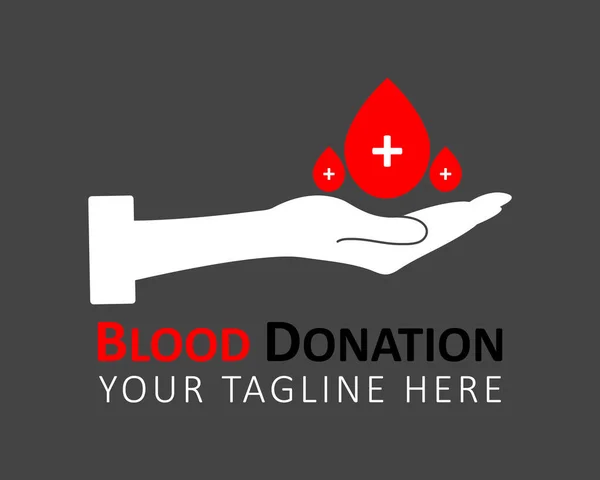 Logo darování krve na šedém pozadí. — Stockový vektor