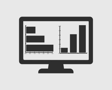 Gri arka planda bilgisayar grafiği simgesi
