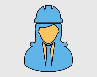 Renkli mühendis simgesi. Baş kask ile kadın sembolü.