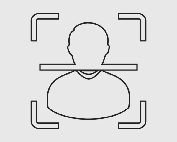 Biometría icono de la línea de reconocimiento facial sobre fondo gris — Archivo Imágenes Vectoriales