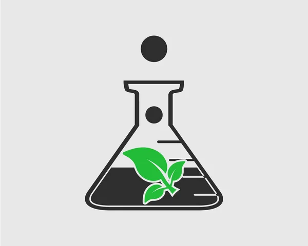 Ikon för bio teknik. Växt symbol på Flask skylt. — Stock vektor