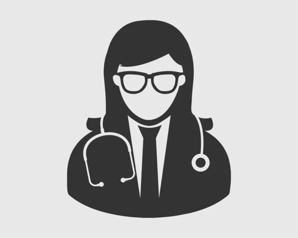Kvinnlig läkare ikon på grå bakgrund. — Stock vektor