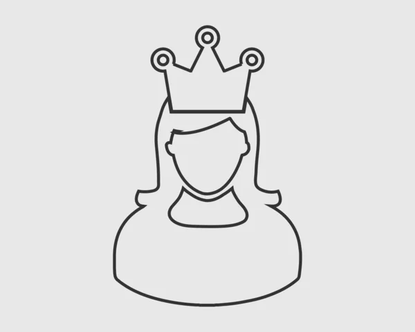 Награждена иконой женской линии. Символ женщины с короной на голове . — стоковый вектор