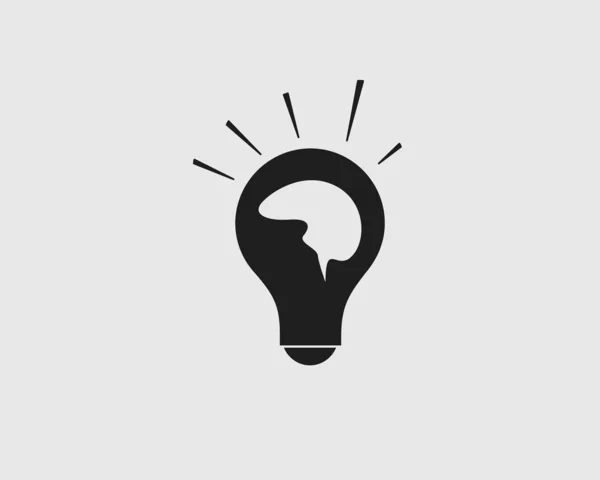 Creative Idea Icon. Human brain on Light bulb. — Stock Vector