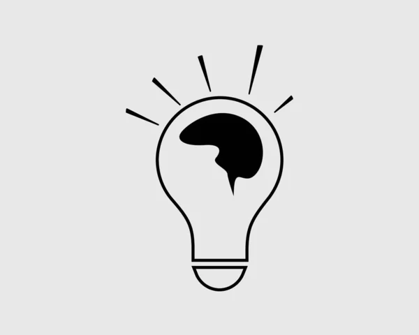 Kreativa idé rad ikon. Mänskliga hjärnan på lampa. — Stock vektor