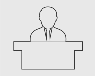 Resepsiyon hattı Simge. Masanın arkasında Erkek Sembolü.