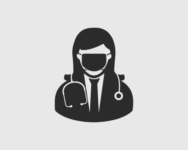Vrouwelijke chirurg pictogram met masker op de mond. — Stockvector