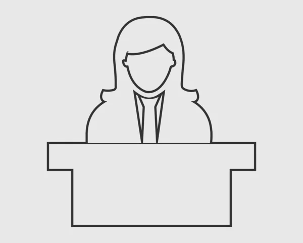 Reception line Icon. Female Symbol behind the desk. — Stock Vector