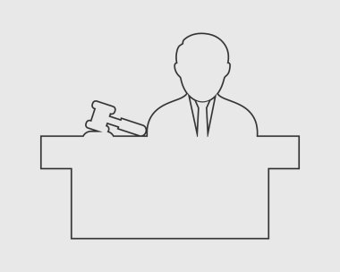 Çekiç sembolü ile Erkek Yargıç hattı Simgesi