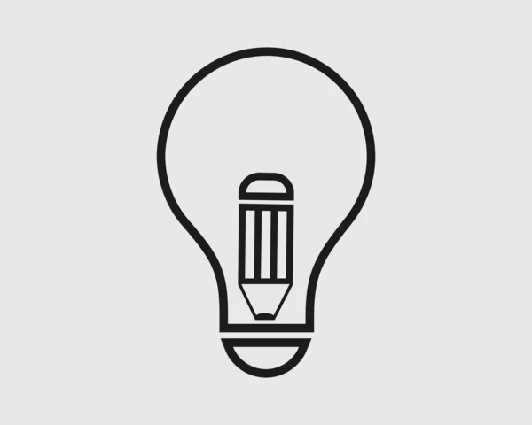 Kunskap är power line-ikonen. Penn symbol på glödlampa — Stock vektor