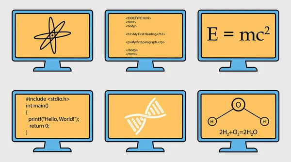 Anderes Thema buntes Icon-Set. Physik, Chemie, Genetik — Stockvektor