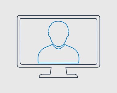 Gri arka planda Çevrimiçi Kullanıcı satırı simgesi. Vektör EPS.