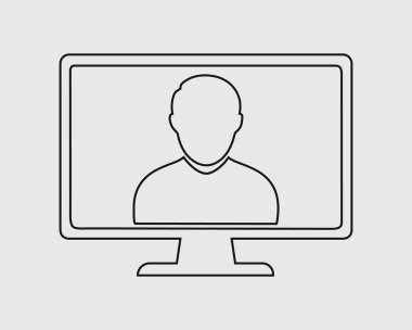 Gri arka planda Çevrimiçi Kullanıcı satırı simgesi. Vektör EPS.