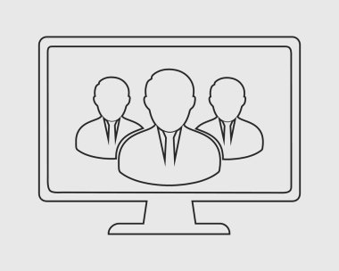 Gri arka planda çevrimiçi kullanıcı grup satırı simgesi. Vektör EPS.