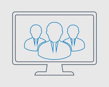 Gri arka planda çevrimiçi kullanıcı grup satırı simgesi. Vektör EPS.