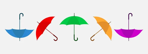 Set of Colorful umbrella illustration. Flat style vector EPS — Stock Vector