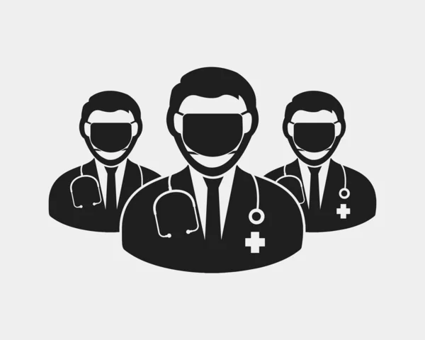 Surgeon team Icon with Mask on mouth with circle shape. — Stock Vector