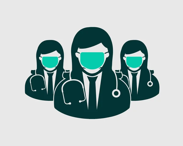 Chirurgen-Team-Ikone mit Maske auf dem Mund mit Kreisform. — Stockvektor