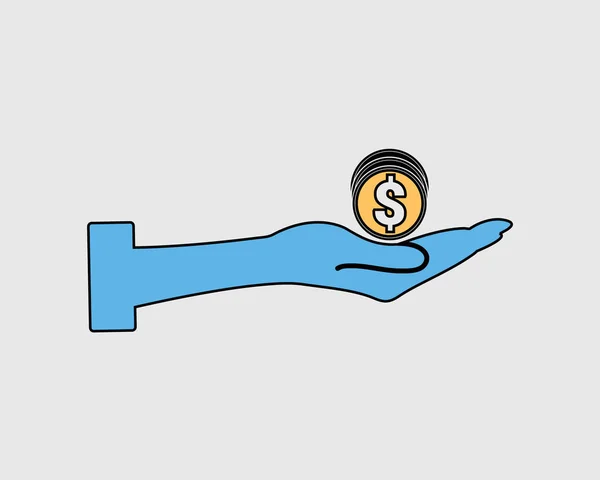 Colorido Guardar icono de dinero. Signo de moneda en la mano . — Vector de stock