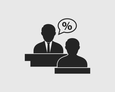 Gri arka planda vergi danışmanı simgesi. Düz simge vektör EPS.