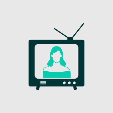 Gri arka planda kadın sembolü ile televizyon simgesi