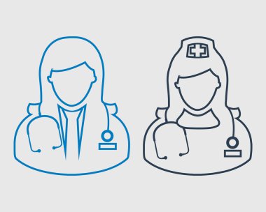 Tıbbi takım çizgisi gri arka planda simge