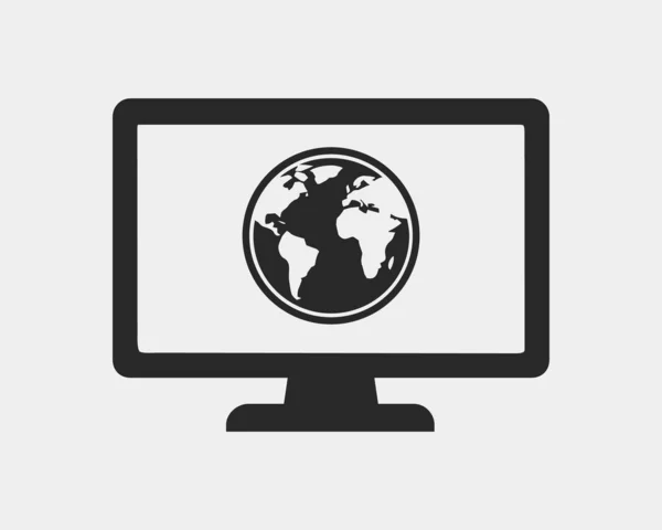 Global kommunikation ikon med Globe och datormonitor symbol — Stock vektor