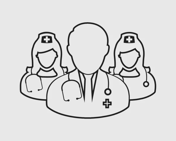 Medizinisches Team Linie Symbol auf grauem Hintergrund — Stockvektor