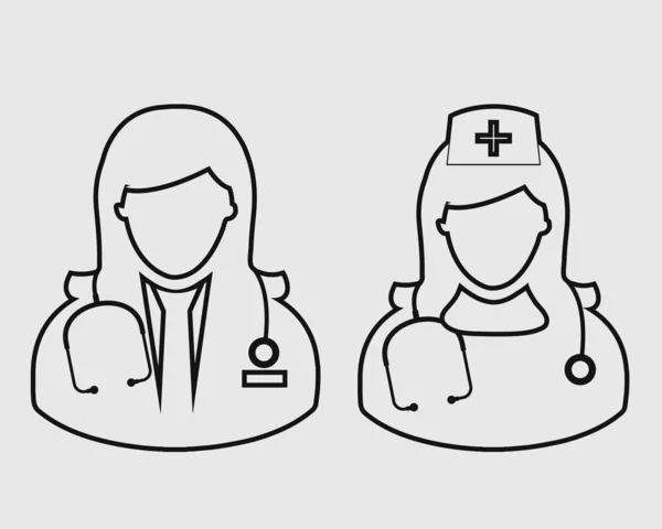 Medisch team lijn pictogram op grijze achtergrond — Stockvector