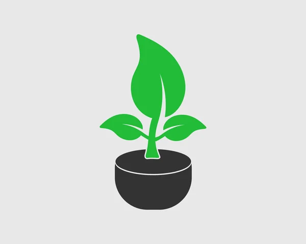 Plant Icon with tob on gray background — Stock Vector